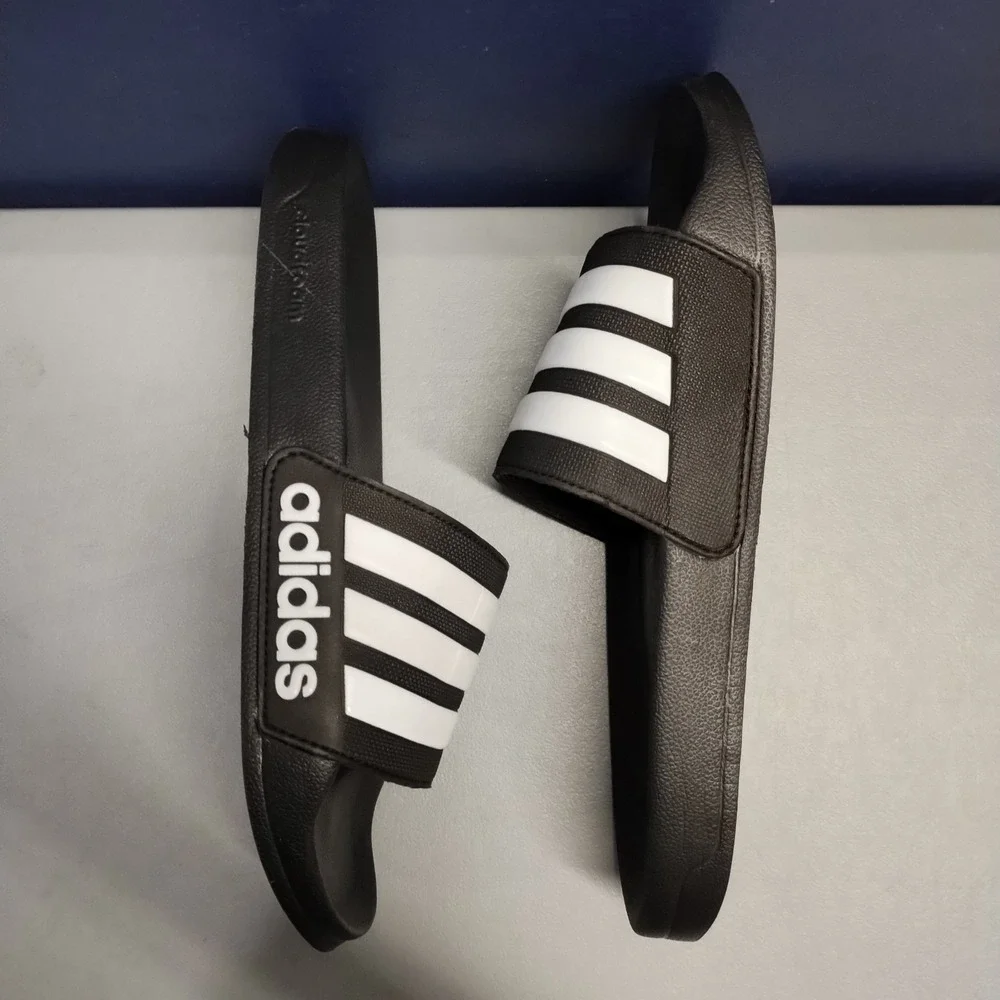 Adidas Adilette Shower‎ Slide Sandals Mens US Size 10 Black White Slip On GZ5922